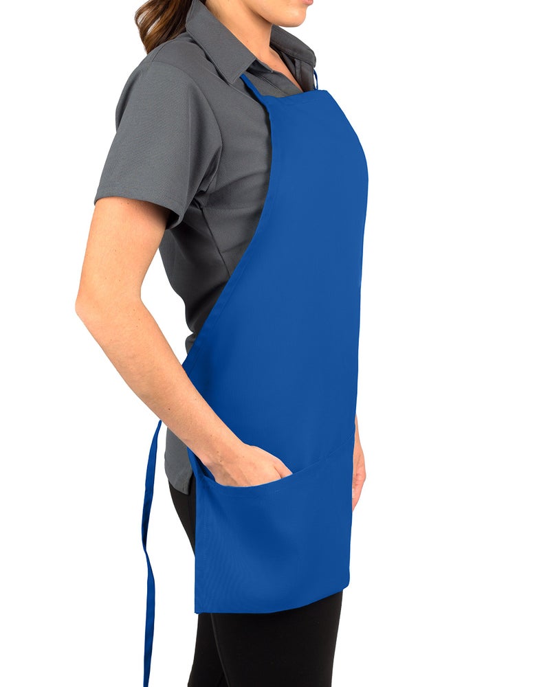 KNG Royal Blue 3 Pocket Adjustable Bib Apron for Men and Women - Pack of 6 - Image 1